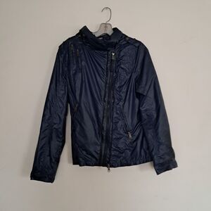 Mackage Jacket Women's Large L Navy Blue Rain Designer Windbreaker Luxury Hooded